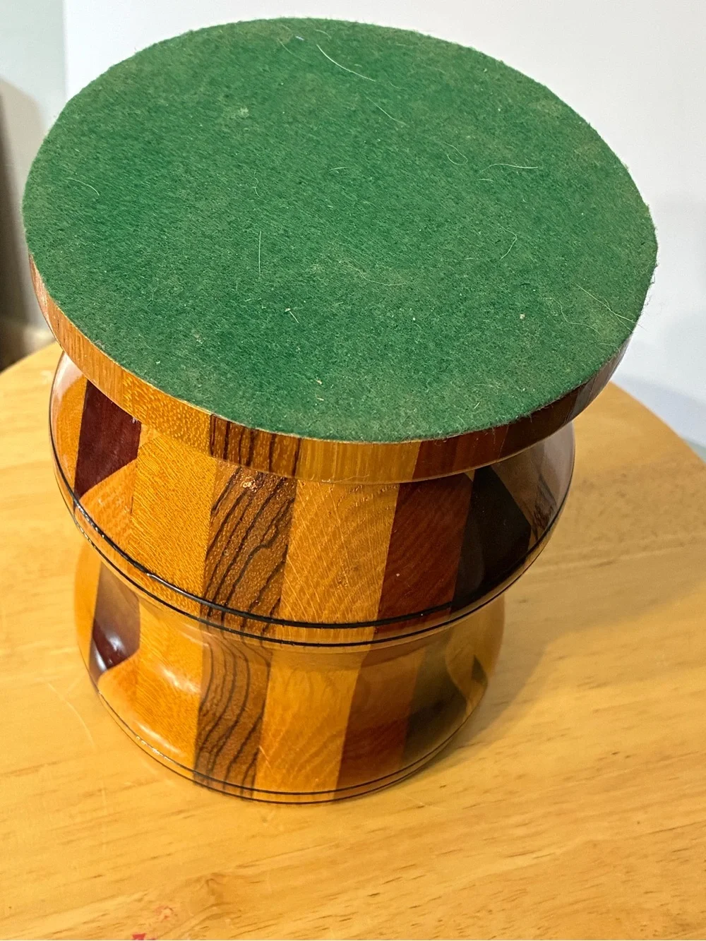Vintage MCM Honey and Mahogany Turned Wooden Accent Vase